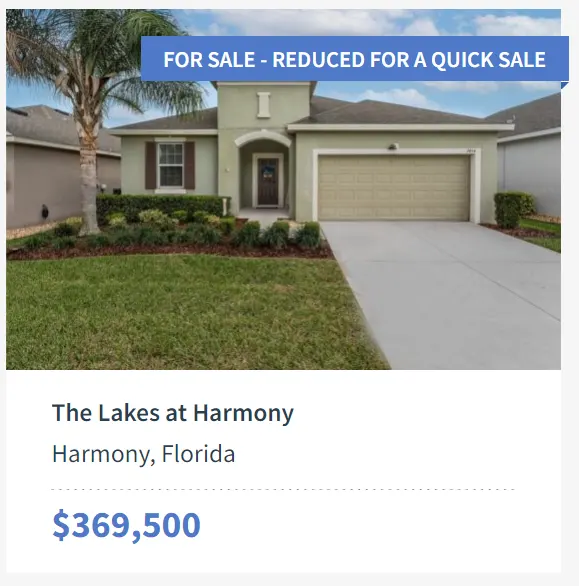 Lakes at Harmony | 55+ golf community Florida lake view house for sale